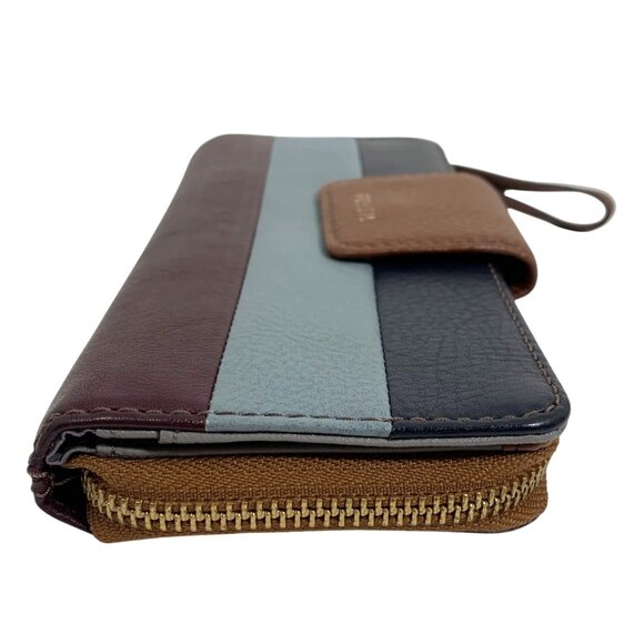 FOSSIL Madison zip clutch wristlet Leather wallet PATCHWORK - Picture 3 of 10